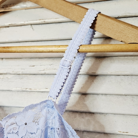 Vintage 80s Baby Blue Shortie Slip With Lace Trim Samll/Medium - Picture 5 of 10